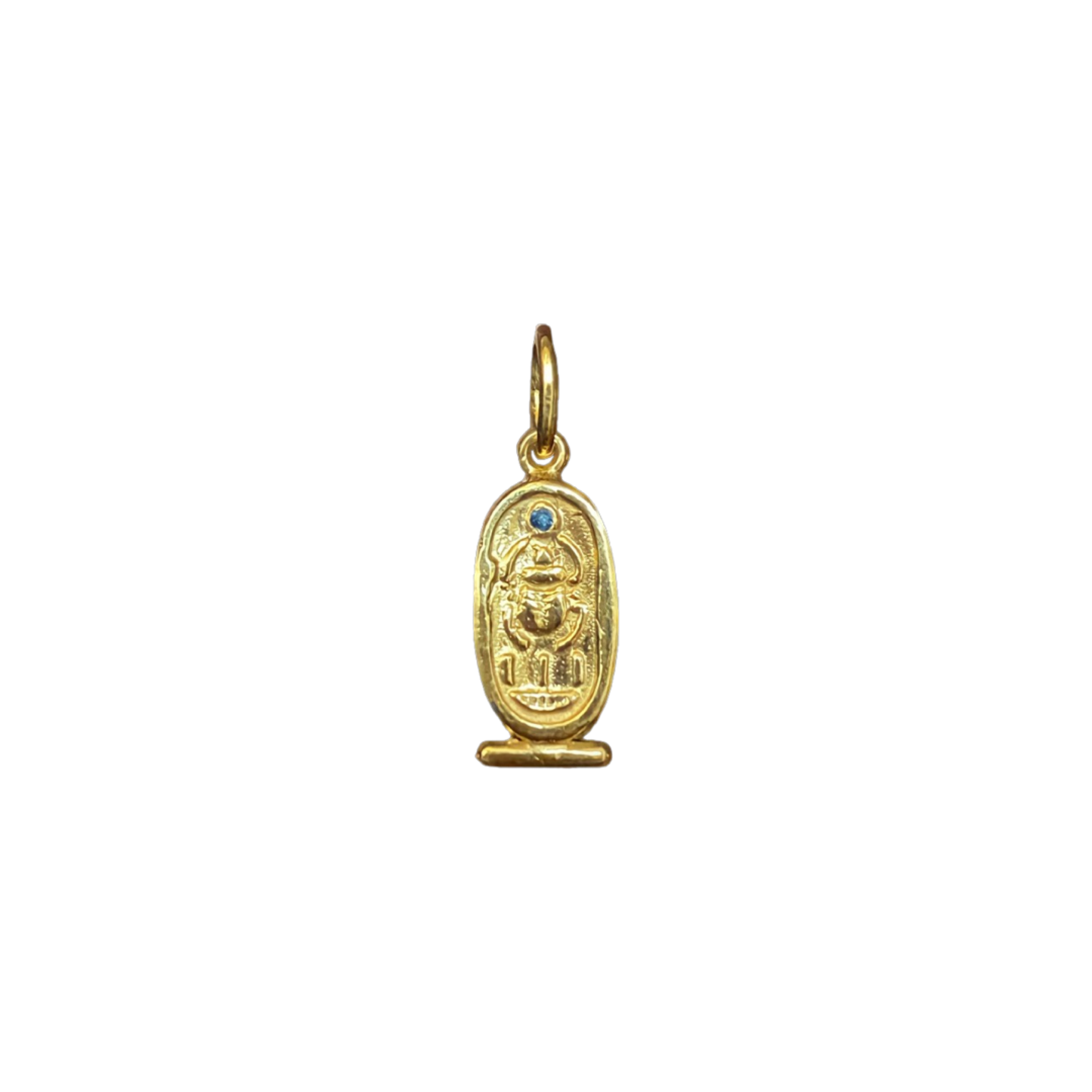 Solid 9K Yellow Gold Sapphire Khartouche Pendant
