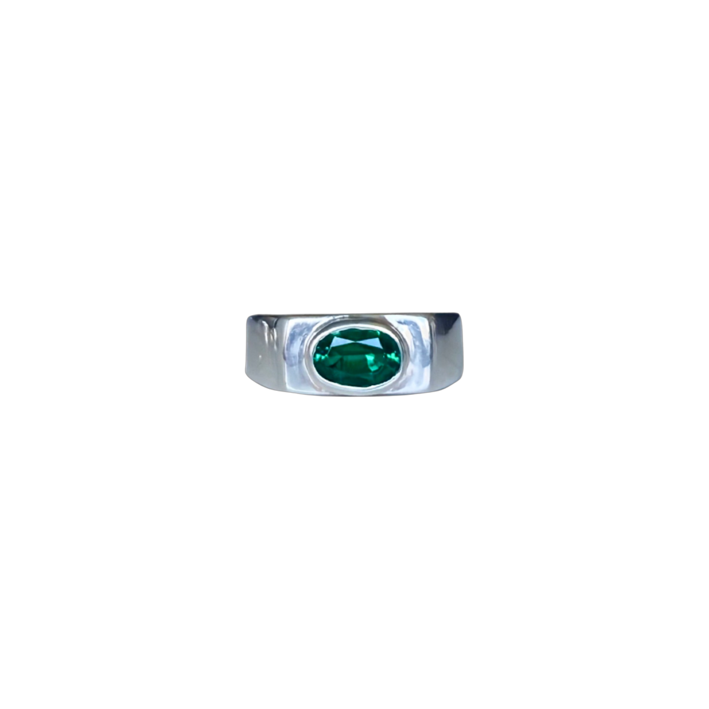 Sterling Silver Emerald Anubis Ring