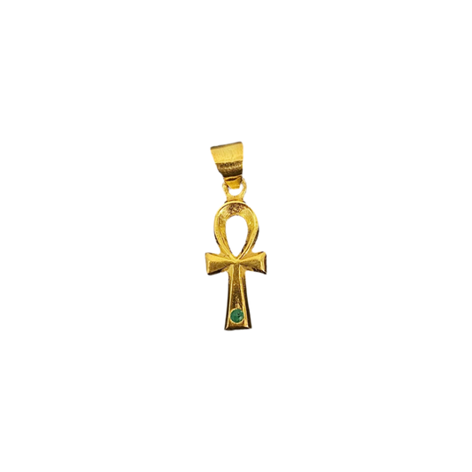 Gold Plated Emerald Ankh pendant