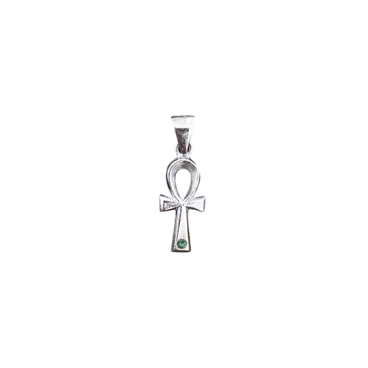 Sterling Silver Emerald Ankh pendant