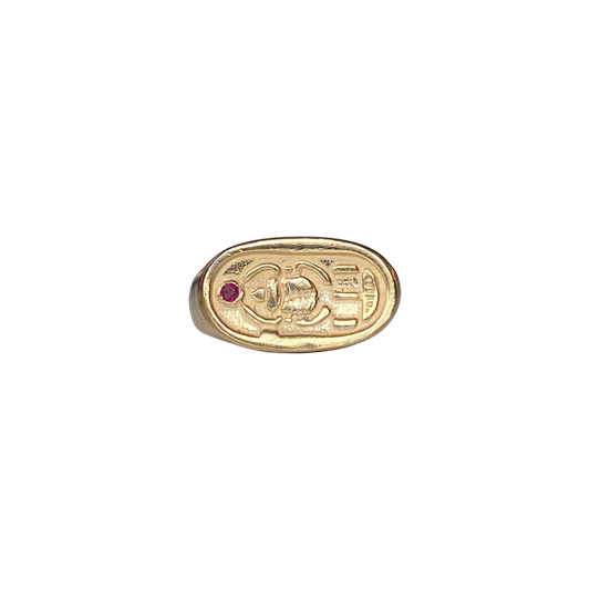 Gold Plated Scarab Signet Ring