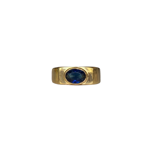 Gold Plated Sapphire Anubis Ring
