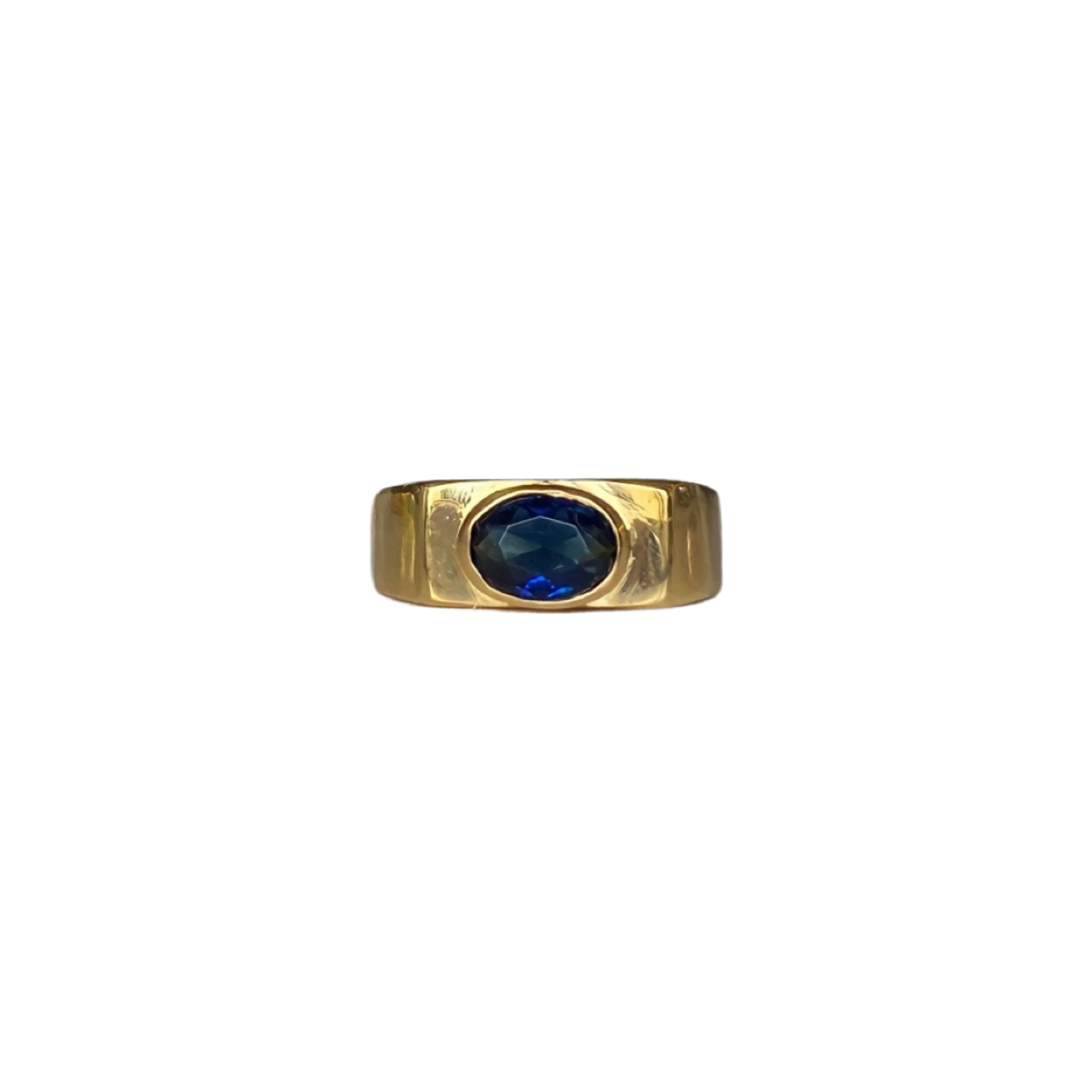 Solid 9K Yellow Gold Sapphire Anubis Ring