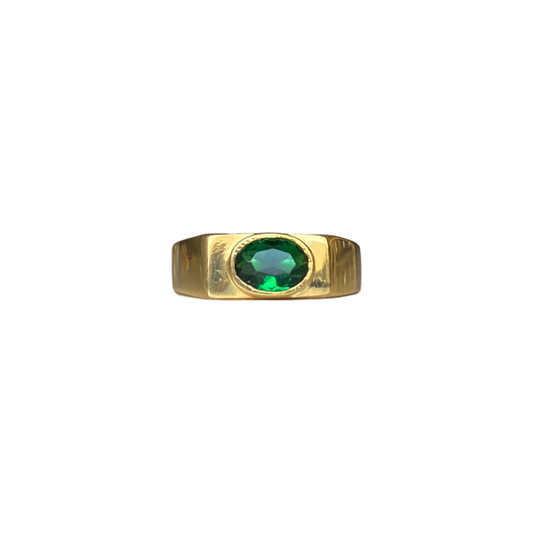 Gold Plated Emerald Anubis Ring