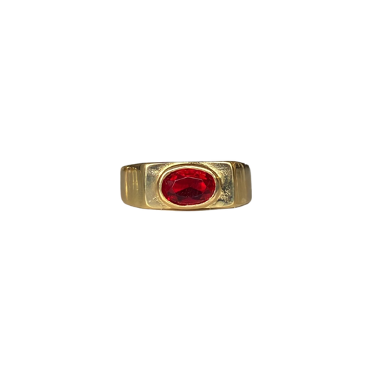 Gold Plated  Ruby Anubis Ring