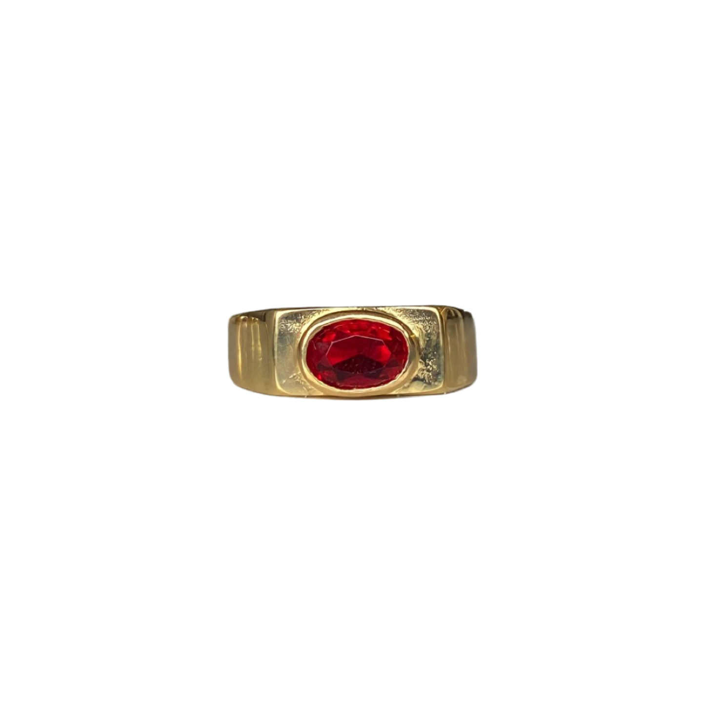 Solid 9K Yellow Gold Ruby Anubis Ring