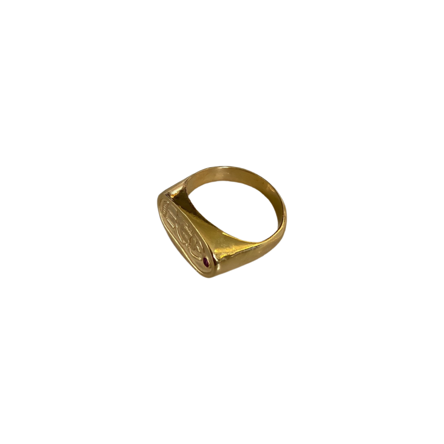 Solid 9K Yellow Gold Ruby Signet Ring