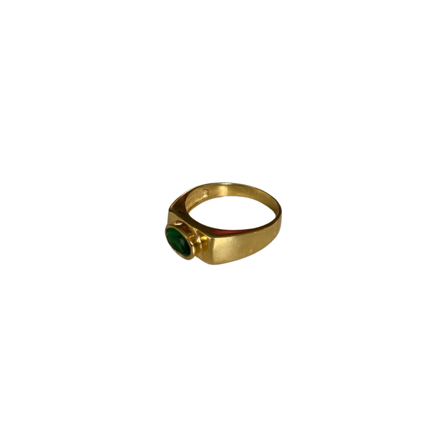 Solid 9K Yellow Gold Emerald Anubis Ring