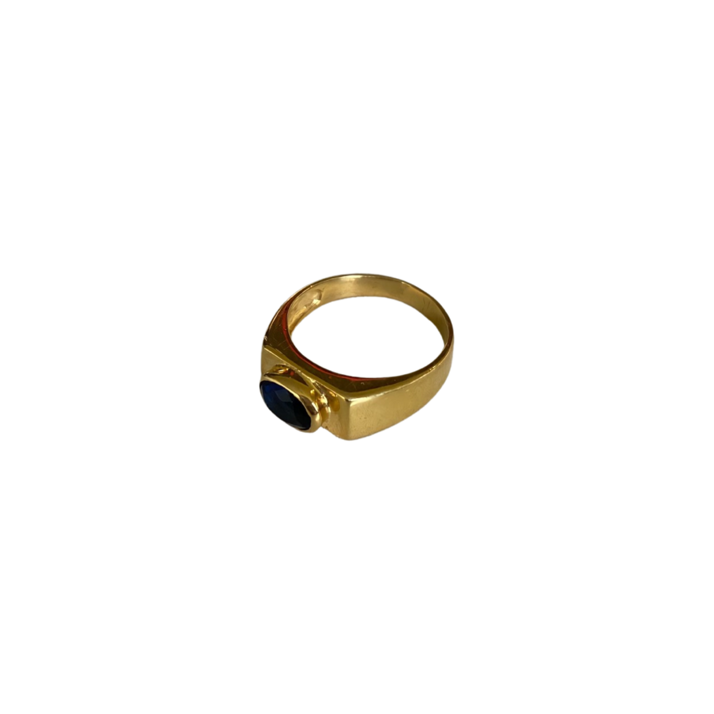 Solid 9K Yellow Gold Sapphire Anubis Ring