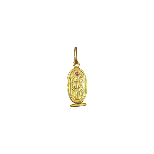 Solid 9K Yellow Gold Khartouche Ruby Pendant