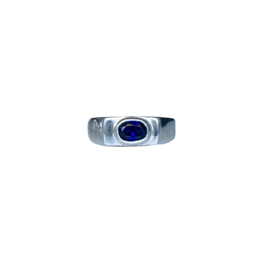 Sterling Silver Sapphire Anubis Ring