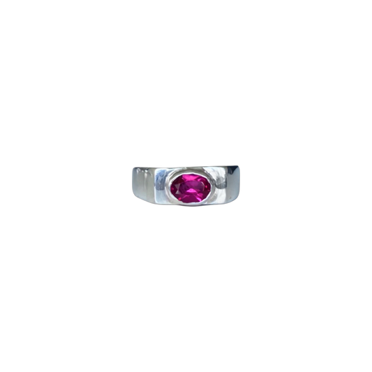 Sterling Silver Ruby Anubis Ring